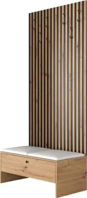 Produktbild von MIRJAN24 Garderoben-Set Balma IV, Unterschrank mit Lamellen, 2x Gepolstertes Paneel 42x42 (Farbe: Artisan Eiche / Artisan eiche + Schwarz, Soft 017)