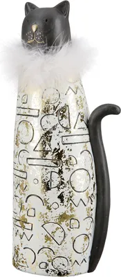 Obrázek produktu pro Gilde kočka "Grazia" černá/zlatá s bílým hroznýšem V: 28 cm Š: 10 cm H: 7 cm 37598