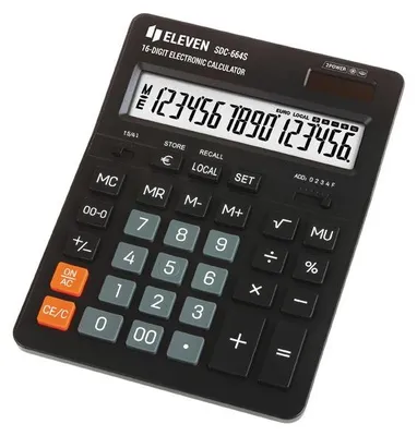 Obrázek produktu pro Eleven Kalkulačka SDC664S, černá, stolní, šestnáctimístná, duální napájení, LCD displej