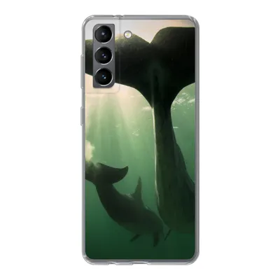 Produktbild von MuchoWow® Handyhülle Schutzhülle Hülle für Samsung Galaxy S21 Delfin - Wasser - Blau Silikon Softcase Handy Hülle - Softcase