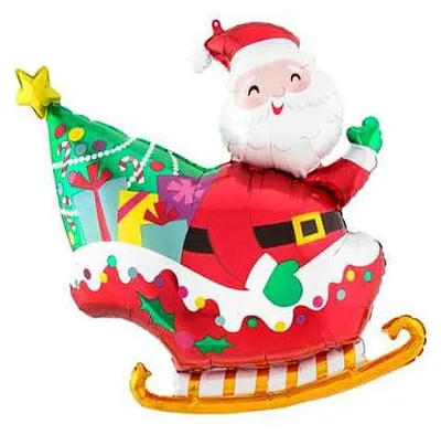 Immagine prodotto di Palloncino A Forma Di Renna Per Il Natale, Con Babbo Natale Sulla Slitta, 62X67 Cm