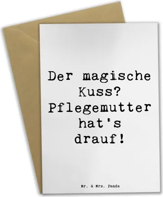 Produktbild von Mr. & Mrs. Panda Glückwunschkarte Spruch Pflegemutter Kuss - Weiß - Geschenk, Magie, Geduld, weihnachtskarten, Klappkarte, osterkarte, Grußkarten, Trost, Pflegekind