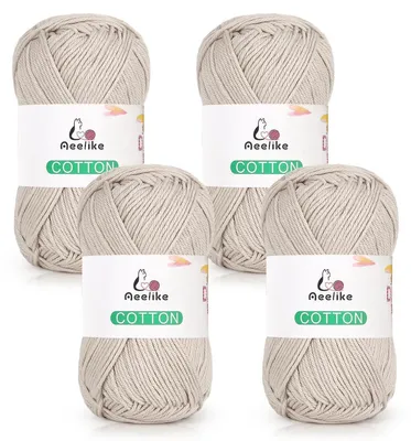Obrázok produktu pre Priadza na ručné pletenie, 4-nitá, 100% bavlna, veľmi jemná, béžová, 4 x 50 g