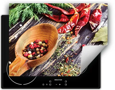 Produktbild von DarHaus Herdabdeckplatte 70x52 cm Anti Rutsch Matte Aufrollbar, Chilli - Holz