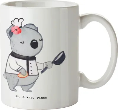 Produktbild von Mr. & Mrs. Panda Kaffeebecher Beiköchin Herz - Weiß - Geschenk, Restaurant, Live Cooking, Kaffeepott, Pott, Kaffeetasse, Becher, Keramiktasse, Jungkoch, Selbst Gekocht