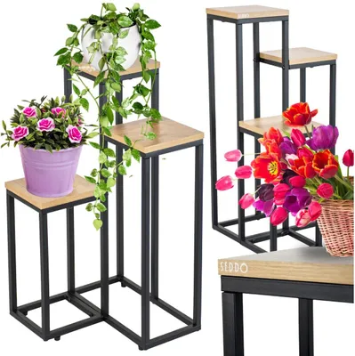Image de Présentoir en métal pour fleurs et plantes, étagère à 3 étages, Loft 68