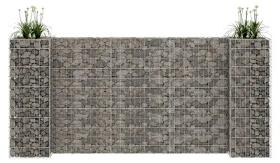 Produktbild von H-förmiger Gabionen-Pflanzkorb aus Metall, Hochbeet, Gabionen-Zaun, Steinkorb Blumenkasten, Pflanzkübel, Gabionen Hochbeet, Stahldraht 260x40x120 cm