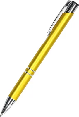 Produktbild von Novi Druckknopf-Kugelschreiber, gelb, metallisch schimmernd, blauschreibender Mechanismus