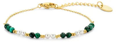 Produktbild von CO88 Collection 8CB-91299 Perlenarmband – Armband – Perlen – 2 mm – Perlen – 3 mm – 16,5+3 cm – Grün – Weiß – Goldfarben