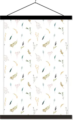 Produktbild von MuchoWow® Textilposter Pflanzen - Vintage - Pastell 120x180 cm mit schwarzem Rahmen - Fotos