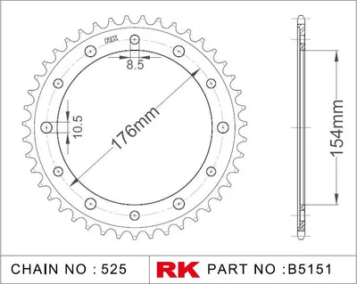 Produktbild von RK Kettenrad 5151 43 Zähne