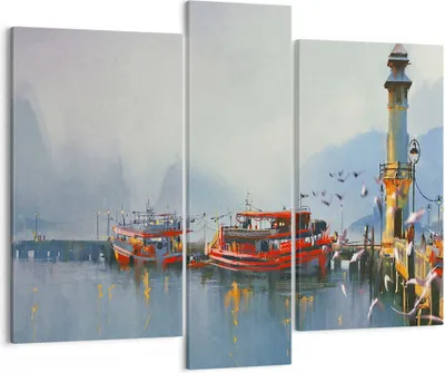 Produktbild von Bild auf Leinwand - Leinwandbild - Hafen Laterne Boot - 95x80cm - Wand Bild - Wanddeko - Wandbilder - Leinwanddruck - Bilder - Kunstdruck - Wanddekoration - Leinwand bilder - Wandkunst - CB95x80-3710