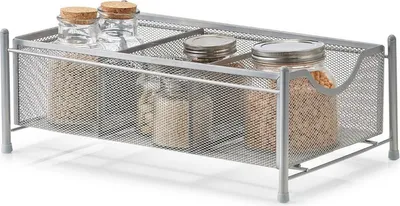 Produktbild von Zeller küchenschrank regal mit ausziehbarem korb - Silber - Stapelbar | Ausziehbar