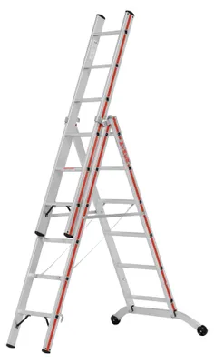 Produktbild von Hymer Stufen-Mehrzweckleiter 3-teilig, 2x6 Sprossen + 6 Stufen
