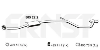 Produktbild von ERNST 505222 Mittelschalldämpfer Schalldämpfer passend für PEUGEOT 206 SW (2E/K)