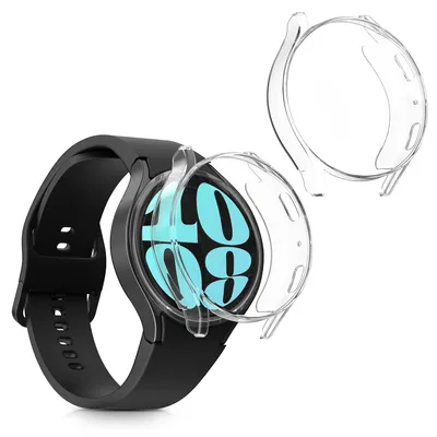 Obrázok produktu pre kwmobile 2x silikónové puzdro pre Samsung Galaxy Watch 6 40 mm – súprava silikónového puzdra na celý displej – priehľadné