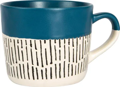 Produktbild von Nicola Spring Keramik-Kaffeetasse mit getauchtem Dash – 475 ml – Blau