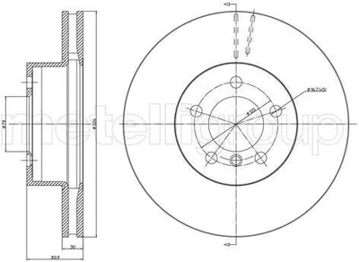 Produktbild von 2x METELLI Bremsscheibe 23-1068C für BMW 7 (E65 E66 E67) 80 9mm 324 0mm