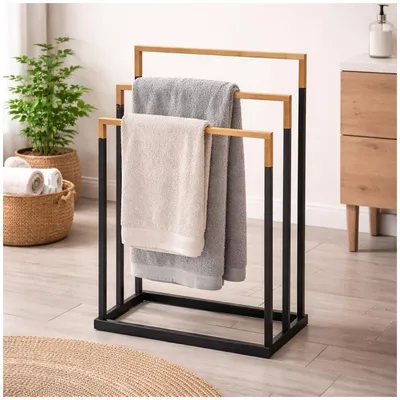 Produktbild von Handtuchtrockner mit 3 Stangen Modern in Schwarz