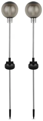 Solarlampen Set 2er-Pack, Kugelform, 72 cm, warmweiß, für Außen