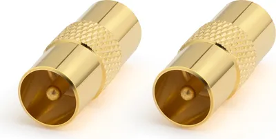 Produktbild von conecto Antennen-Adapter, IEC-Stecker auf IEC-Stecker, Adapter zum Verbinden von IEC-Anschlüssen, vergoldet, 2er Set