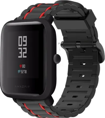 Produktbild von Strap-it Xiaomi Amazfit Bip Sport Schnallenarmband (Schwarz/Rot)