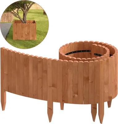 Produktbild von Happiq Flexible Holzrasenkante – Gartenbord 203x45x1,4 cm – Rasenkante für Beete, Wege & Außendekoration – Braun