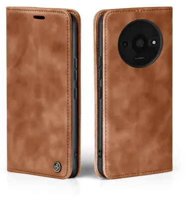 Produktbild von Handy Hülle für Xiaomi Redmi A3 Klapphülle Bookcase Flip Cover Handy Tasche Etui Farbe: Hellbraun