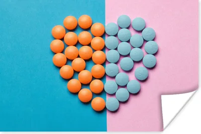 Produktbild von MuchoWow® Poster Herz - Tabletten - Pastell 60x40 cm - Schlafzimmerdekoration