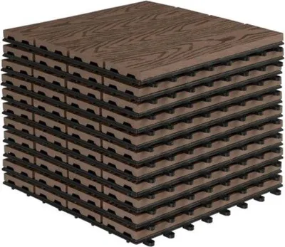 Produktbild von Famanu Terrassenfliesen - WPC-Dektegels mit Klicksystem - 30x30x2 cm - Dunkelbraun