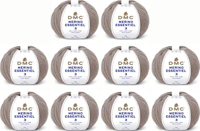 Immagine prodotto di 10 gomitoli di filato DMC Merino Essentiel-3, un fil di spessore DK composto per il 50% da Lana e per il 50% da acrilico, codice 8148, colore 986