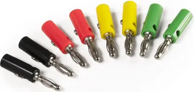 Produktbild von Bananenstecker-Set McPower, 4mm, Querloch, Druckfeder, 4 Farben, 8-teilig