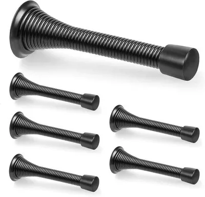 Produktbild von Set aus 6 schwarzen Veerdeurstopper, 8,3 cm, robust für Wandmontage, Wandbeschutzung mit Gummitipps (schwarz, 6)