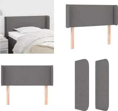 Produktbild von vidaXL Kopfteil mit Ohren Dunkelgrau 103x16x78/88 cm Stoff - Kopfteil - Kopfteile - Bett-Kopfteil - Bettkopfteil