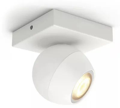 Produktbild von Philips Hue White ambience Buckram Einzelspot weiß + Dimmschalter, Intelligenter Einbaustrahler, Bluetooth/Zigbee, Weiß, LED, Metall, GU10