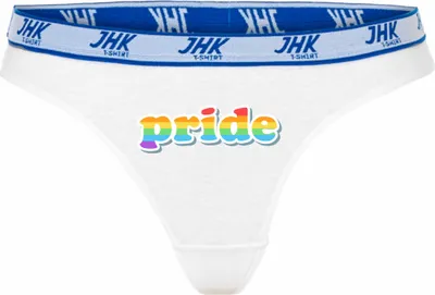 Produktbild von Damen Thong Slip - Boxer-0051-woman-white-h-M - weiß - M - hinten - pride GAY LSBTQ - lustiges Motiv - Spruch - Unterwäsche - Unterhose - Freizeit - lustig