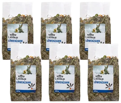 Produktbild von Dehner Nagersnack, Nagerfutter 100 % natürlich, für Kaninchen / Nagetiere, Löwenzahn mit Ringelblumen, 6 x 100 g (600 g)