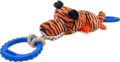Produktbild von Aktiv-Hundespielzeug aus Polyester mit TPR-Ring & Quietscher | Quietschspielzeug für den Hund (Tiger)