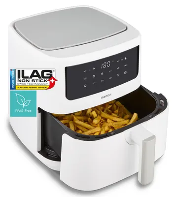 Produktbild von MEDION P10 XL Duo Heißluftfritteuse (6,8 Liter XXL, Airfryer, 2.150 Watt, zwei Heizelemente aus Edelstahl, Schüttel Alarm, 9 Automatikprogramme, Touch Bedienfeld, LED Anzeige, ILAG PFAS-frei) matt