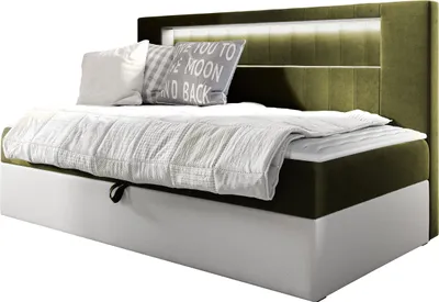 Produktbild von MIRJAN24 Boxspringbett Gold Junior 2 80x200, Einzelbett mit Bonellfederkern, Härtegrad - H3 (Farbe: Soft 017 + Fresh 12)