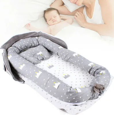 Produktbild von Babybett Weiche Babyliege Matratze Baby Newborn Bett mit Kissenzaun