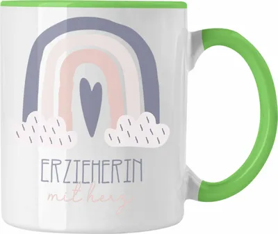 Produktbild von Trendation - Erzieherin Tasse Geschenk Danke Kaffeetassse Geschenkidee für Kindergärtnerin mit Herz Spruch (Grün)