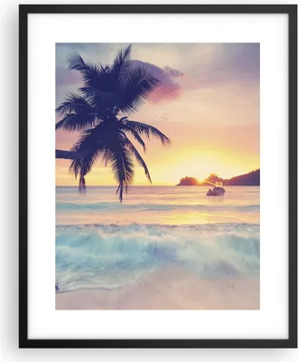 Produktbild von Gerahmtes Poster - Schwarzer Rahmen - Meer Strand Palme - 40x50 cm - Wand Bild - Wanddeko - Wandbilder - Kunstposter - Wandposter - Bilderrahmen - Bilder - Kunstdruck - Wandbild - P2BPA40x50-3992