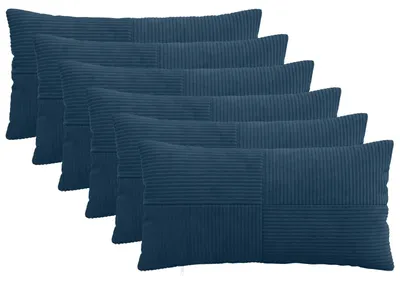 Image de Housses de coussin vidaXL, lot de 6, modèle ALMELO, bleu marine, 40 x 70 cm, en corde
