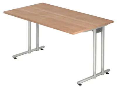 Produktbild von bümö Schreibtisch Serie-N - Nachbildung: Nussbaum, Größe:  140 x 80 cm