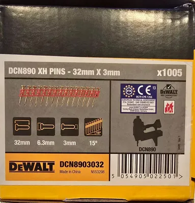 Produktbild von DeWALT DCN8903032, Clamp, bolt & nail assortment, 1005 Stück(e), 3,2 cm, DCN890N-XJ; DCN890P2-QW;, Box