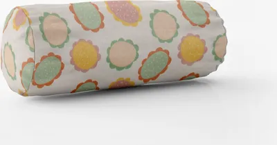 Produktbild von SCHÖNER LEBEN. Kissenhülle wollweiß mit Blumen Blüten bunt Größe 15x40cm (ØxB) Nackenrolle 15x40cm (ØxB) Nackenrolle Größe