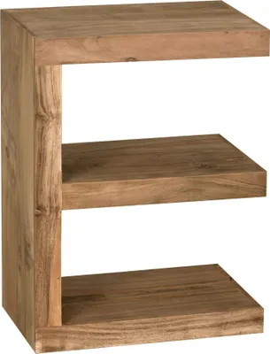 Produktbild von Beistelltisch MUMBAI Massivholz Akazie E Cube 60 cm hoch Wohnzimmer-Tisch Design braun Landhaus-Stil Couchtisch