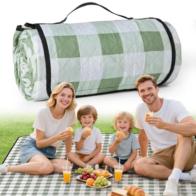 Obrázok produktu pre Nepremokavá pikniková deka, 200x200 cm, odolná voči piesku, umývateľná, zelená
