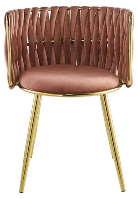 Immagine prodotto di Set di 2 sedie Melly in velluto intrecciato rosa antico e oro